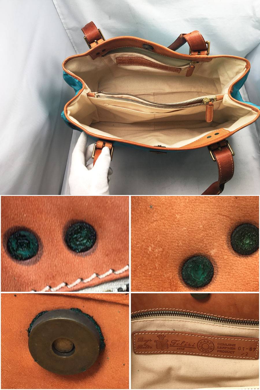 【美品】 Felisi フェリージ ダークグリーントートバッグ 14-26 美品】 Felisi フェリージ ダークグリーントートバッグ 14-26